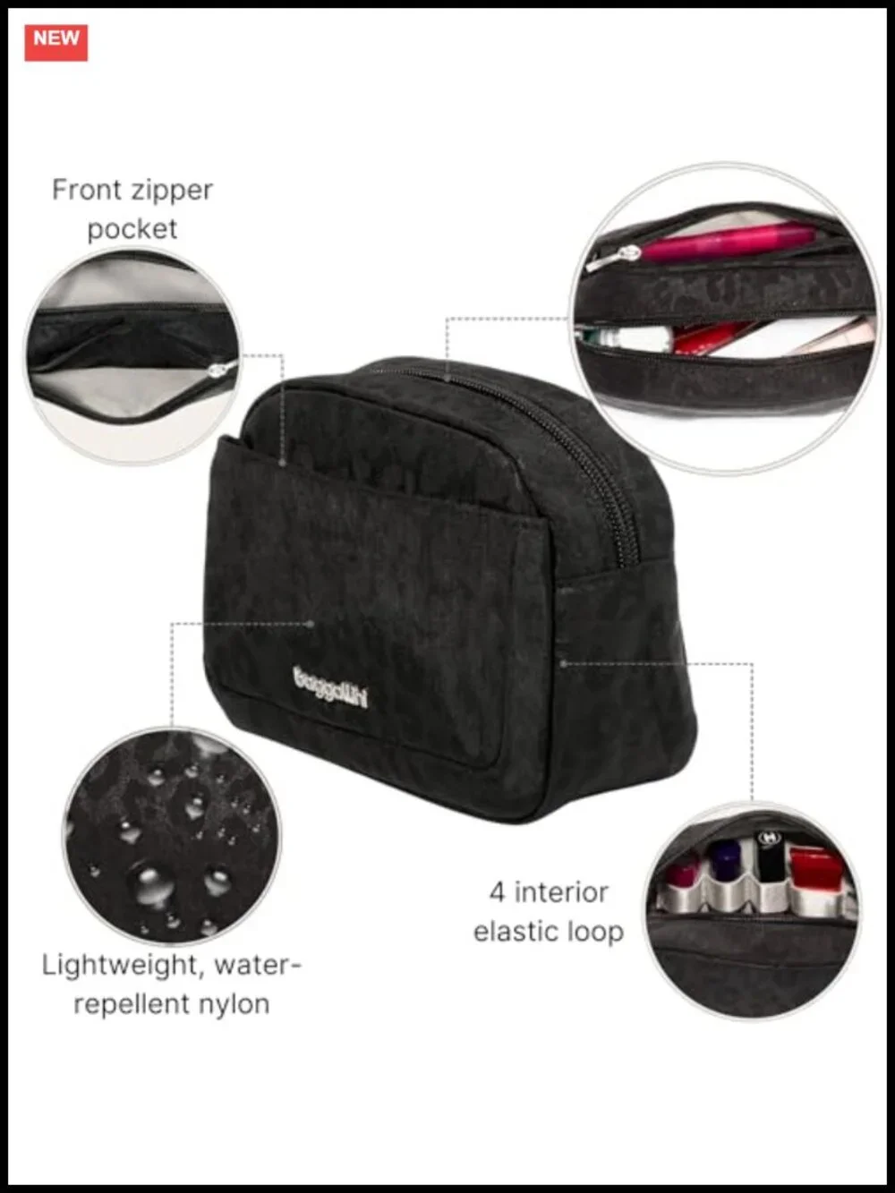 Lightweight Nylon Travel Makeup Organizer with Pockets